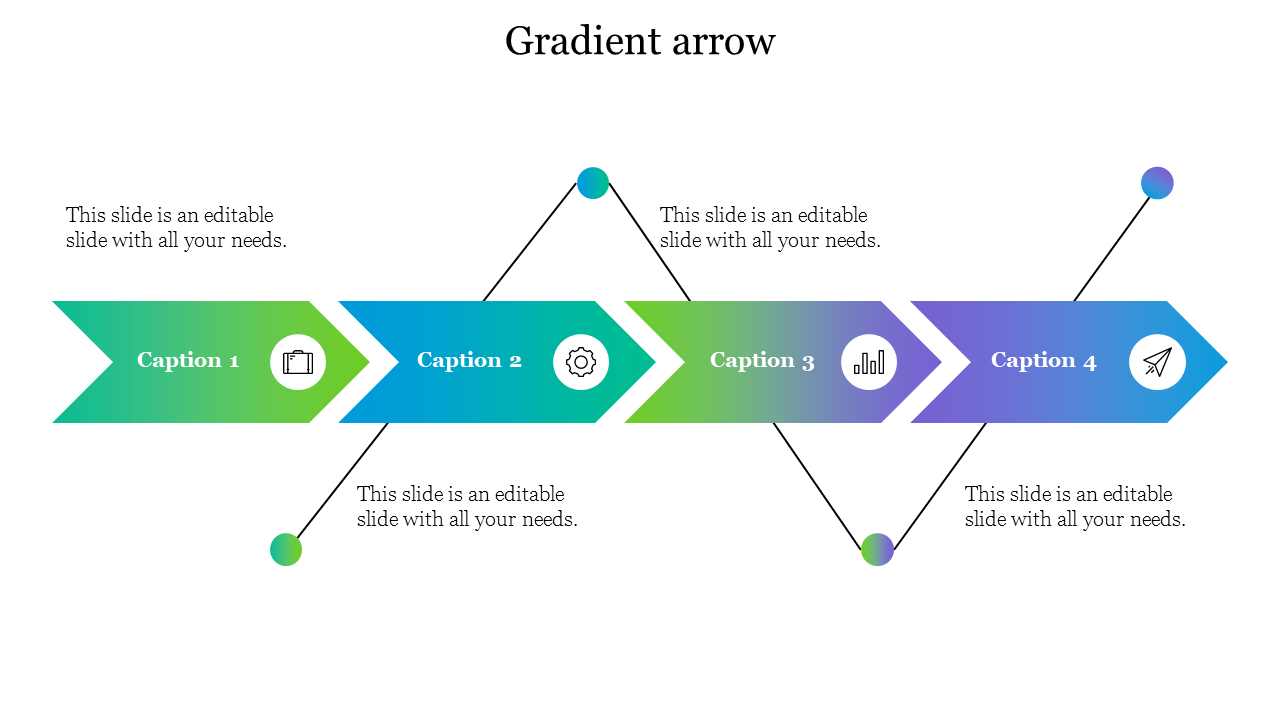 Gradient Arrow PowerPoint Templates With Four Nodes